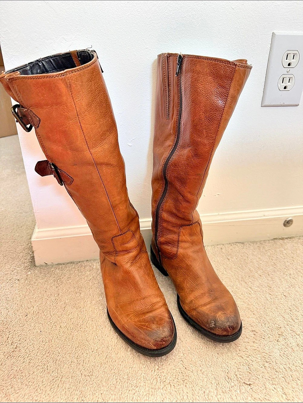 Tall Buckle Boots in Brown